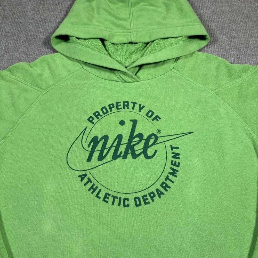 Vintage Nike Hoodie Sweatshirt‎ Womens L Green Lightwight Logo Athletic Dept Y2K